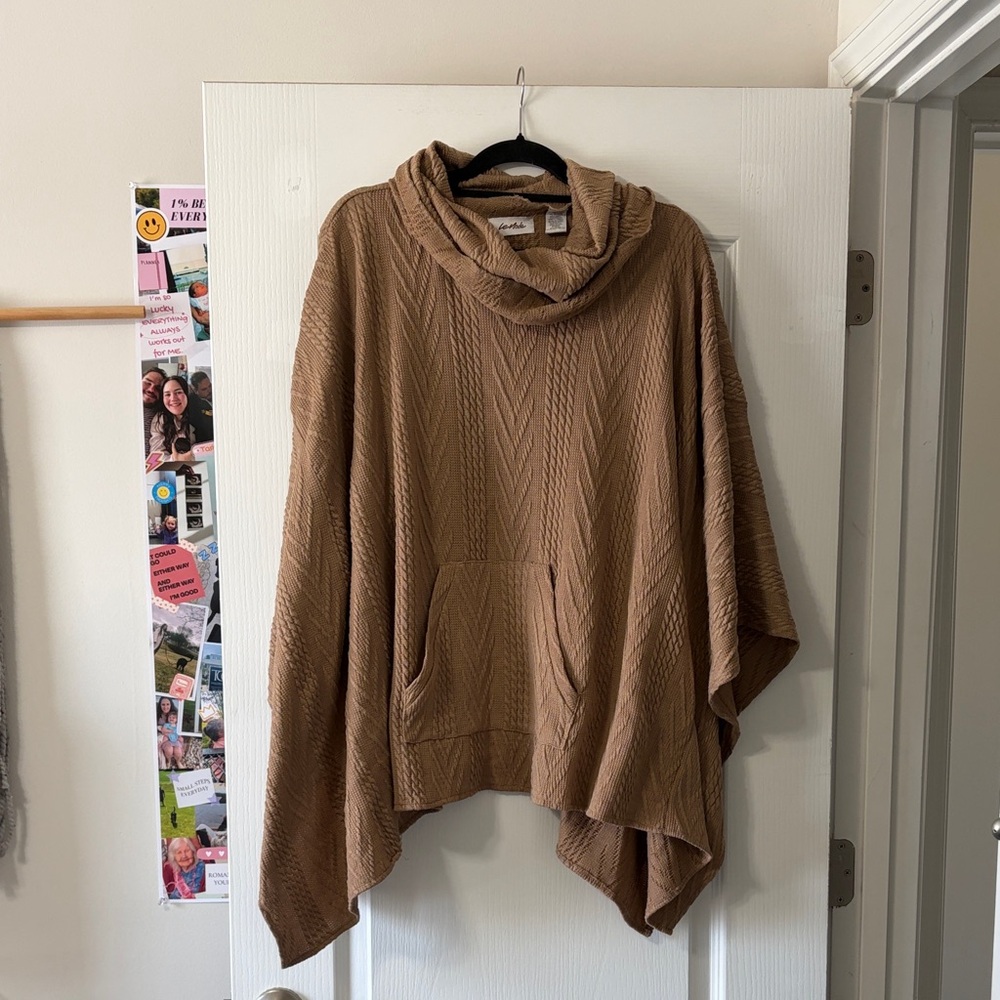Moda Cozy Brown Women's Poncho Sweater